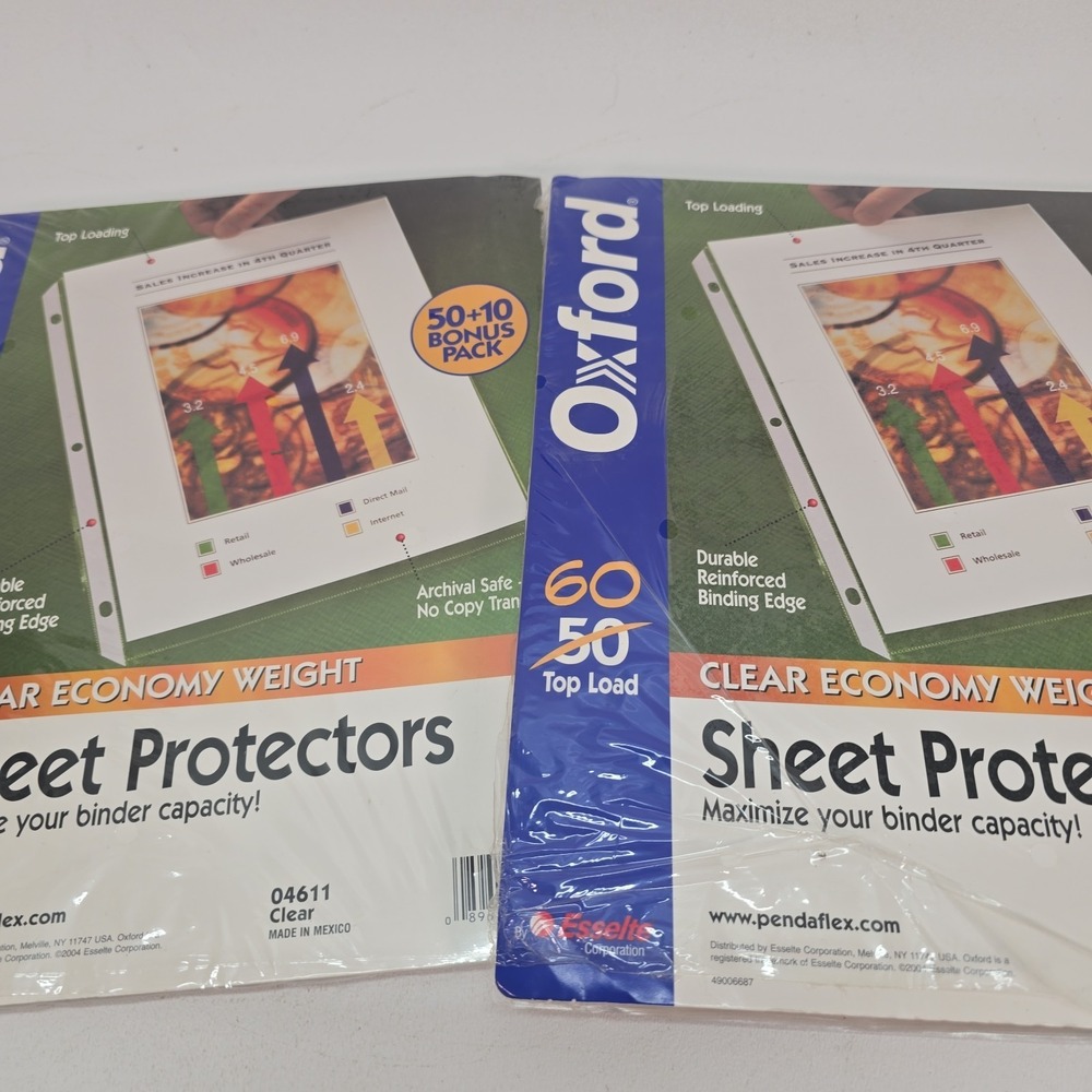 Oxford Top Loading Sheet Protectors 8.5x11" Clear 3 hole 2 Partial Packs‎